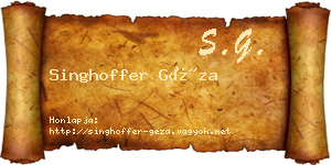 Singhoffer Géza névjegykártya